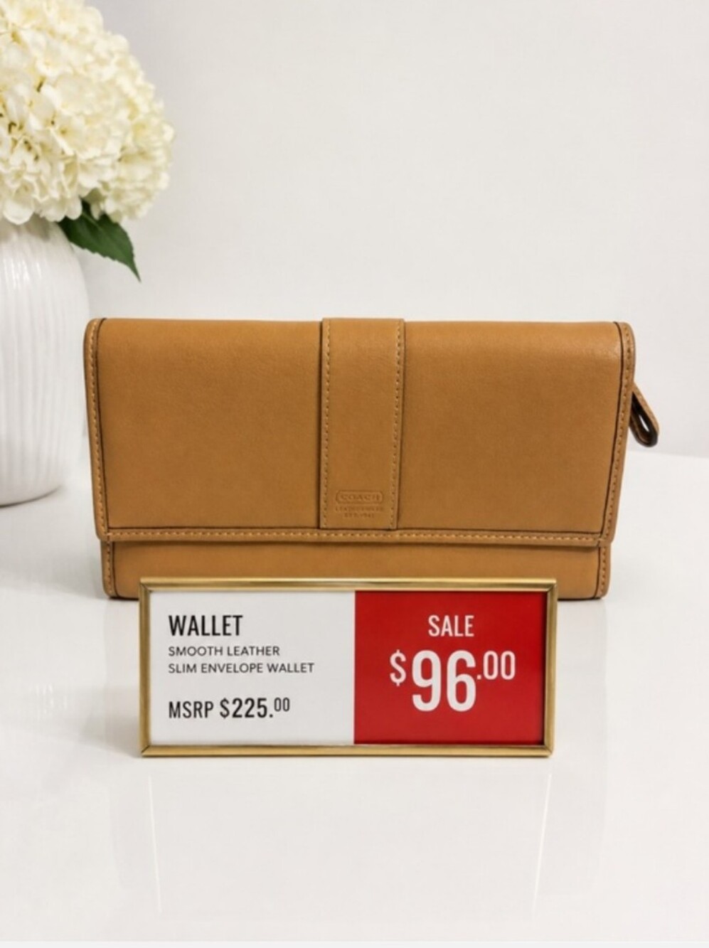 Coach Tam Smooth Leather Slim Envelope Long Wallet NWOT